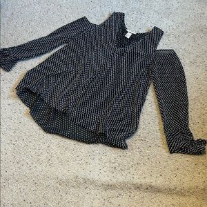 H&M Black and White Polka Dot Cold Shoulder Top